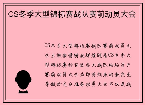 CS冬季大型锦标赛战队赛前动员大会